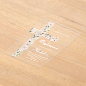Invitations En Acrylique Croix sainte florale Confirmation (Poser)