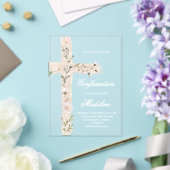 Invitations En Acrylique Croix sainte florale Confirmation (Insitu (Mariage))