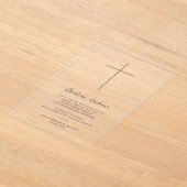 Invitations En Acrylique Croix simple en or Script Baptême (Poser)