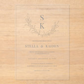 Invitations En Acrylique Croquis de feuillage moderne dessin mariage élégan (Recto)