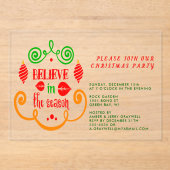 Invitations En Acrylique Croyez en la saison Noël vacances (Recto)
