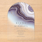 Invitations En Acrylique Crystal Agate Mariage Amethyst Arch ID825 (Recto)