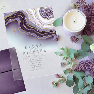 Invitations En Acrylique Crystal Agate Mariage Amethyst Transparent ID825