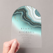 Invitations En Acrylique Crystal Agate Mariage Arch Turquoise ID825 (In situ (ordinateur de poche))