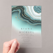 Invitations En Acrylique Crystal Agate Mariage Turquoise Transparent ID825 (In situ (ordinateur de poche))