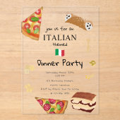Invitations En Acrylique Cuisine italienne Pizza & Pâtes Anniversaire Thème (Recto)