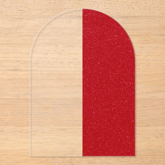 Invitations En Acrylique Custom Clear Invite with Side Tomato Red Arch (Recto)