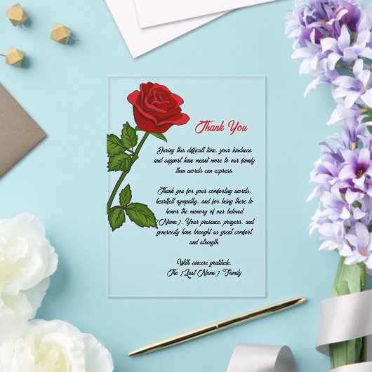 Invitations En Acrylique Custom Funeral Thank You Card (Insitu (Mariage))