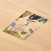 Invitations En Acrylique Customisé Mignonne Jungle Animaux Safari Anniversa (Poser)