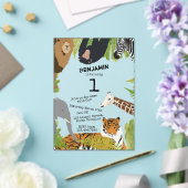 Invitations En Acrylique Customisé Mignonne Jungle Animaux Safari Anniversa (Insitu (Mariage))