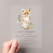 Invitations En Acrylique Cute aquarelle Fox hiver fête d'anniversaire (In situ (ordinateur de poche))