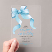 Invitations En Acrylique Cute Blue Coquette Bow fête d'anniversaire (In situ (ordinateur de poche))