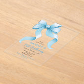 Invitations En Acrylique Cute Blue Coquette Bow fête d'anniversaire (Poser)