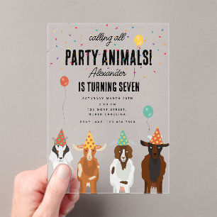 Invitations En Acrylique Cute Chèvres Ferme Animaux Chèvre Anniversaire Thè