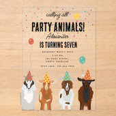 Invitations En Acrylique Cute Chèvres Ferme Animaux Chèvre Anniversaire Thè (Recto)