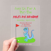 Invitations En Acrylique Cute Dinosaur Golf Anniversaire de enfant à thème (In situ (ordinateur de poche))