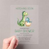 Invitations En Acrylique Cute Dinosaur Hatching Bientôt Baby shower (In situ (ordinateur de poche))