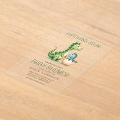 Invitations En Acrylique Cute Dinosaur Hatching Bientôt Baby shower (Poser)