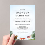Invitations En Acrylique Cute Forest Animals Baby Boy Shower Design (In situ (ordinateur de poche))