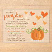 Invitations En Acrylique Cute Little Citrouille 1er anniversaire (Recto)