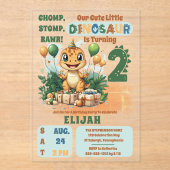 Invitations En Acrylique Cute Little Dinosaur Boy 2e fête d'anniversaire (Recto)