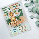 Invitations En Acrylique Cute Little Dinosaur Boy 2e fête d'anniversaire