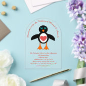 Invitations En Acrylique Cute Love Coeur Penguin Mariage personnalisé (Insitu (Mariage))