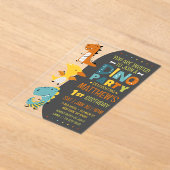 Invitations En Acrylique Cute Modern Dino Dinosaur fête d'anniversaire pour (Poser)
