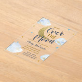 Invitations En Acrylique Cute Moon Marine Parties scintillant bleu et or Ba (Poser)