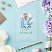 Invitations En Acrylique Cute Nautical Blue Boat Teddy Bear Boat Baby showe (Insitu (Mariage))