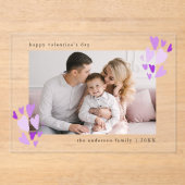 Invitations En Acrylique Cute Purple Hearts Photo Saint Valentin (Recto)