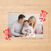 Invitations En Acrylique Cute Red Hearts Photo Saint Valentin (Recto)