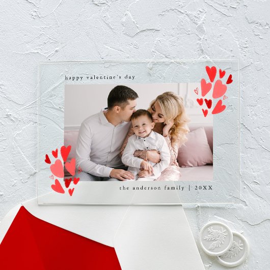 Invitations En Acrylique Cute Red Hearts Photo Saint Valentin