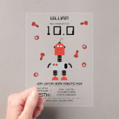 Invitations En Acrylique Cute Red Robot Thème Enfants Robots Anniversaire (In situ (ordinateur de poche))