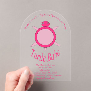 Invitations En Acrylique Cute Rose Turtle Baby Custom Bachelorette Party