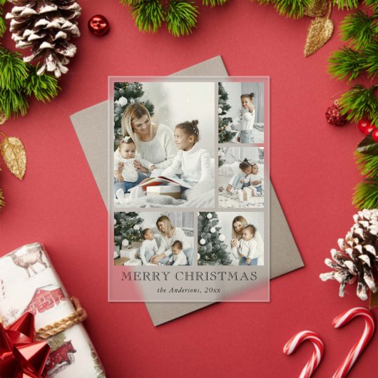 Invitations En Acrylique Cute Simple Photo Collage Christmas Holiday Card (Insitu (vacances))