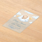 Invitations En Acrylique Cute Teddy Bear Sleeping on Cloud Baby Shower Invi (Poser)