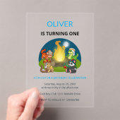 Invitations En Acrylique Cute Wild Animals Campfire Kids 1st Birthday (In situ (ordinateur de poche))