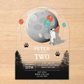 Invitations En Acrylique Cute Wolf Pack Woodland Moon Howling Birthday (Recto)