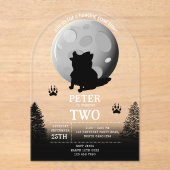 Invitations En Acrylique Cute Wolf Pack Woodland Moon Howling Birthday (Recto)