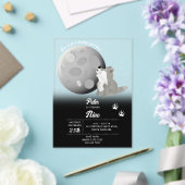 Invitations En Acrylique Cute Wolf Woodland Moon Howling Kids Birthday (Insitu (Mariage))