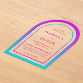 Invitations En Acrylique Cyan and magenta gradient elegant wedding (Poser)