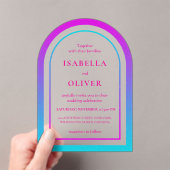 Invitations En Acrylique Cyan and magenta gradient elegant wedding (In situ (ordinateur de poche))