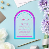 Invitations En Acrylique Cyan and magenta gradient elegant wedding (Insitu (Mariage))