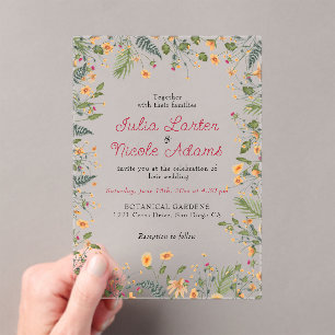 Invitations En Acrylique Daffodiles botaniques Daisy Peony Flowers Mariage