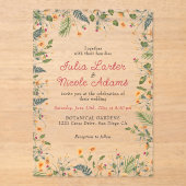 Invitations En Acrylique Daffodiles botaniques Daisy Peony Flowers Mariage (Recto)