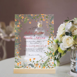 Invitations En Acrylique Daffodiles botaniques Daisy Peony Flowers Mariage