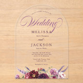 Invitations En Acrylique Dahlia, fleurs d'automne (Recto)