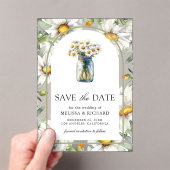 Invitations En Acrylique Daisies Floral Mason Jar Wedding Save the Date (In situ (ordinateur de poche))