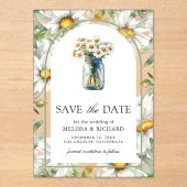 Invitations En Acrylique Daisies Floral Mason Jar Wedding Save the Date (Recto)